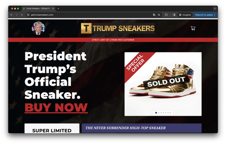 Дональд Трамп запустил свою линию кроссовок