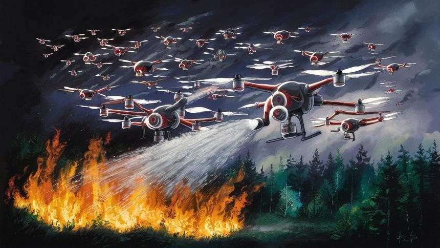 Ученые предложили использовать рой дронов для борьбы с лесными пожарами