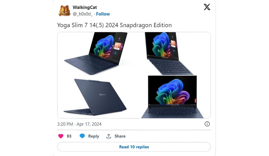 Опубликовано фото первого ноутбука с Windows 11 и новейшим ARM-процессором Snapdragon X Elite