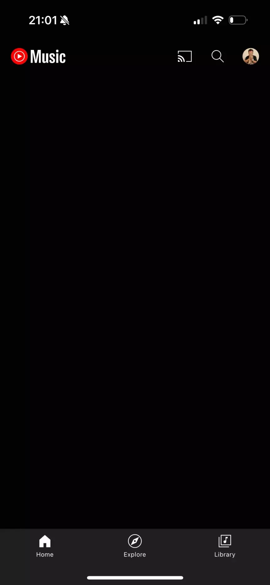 Массовый сбой YouTube Music: пользователи видят лишь чёрный экран