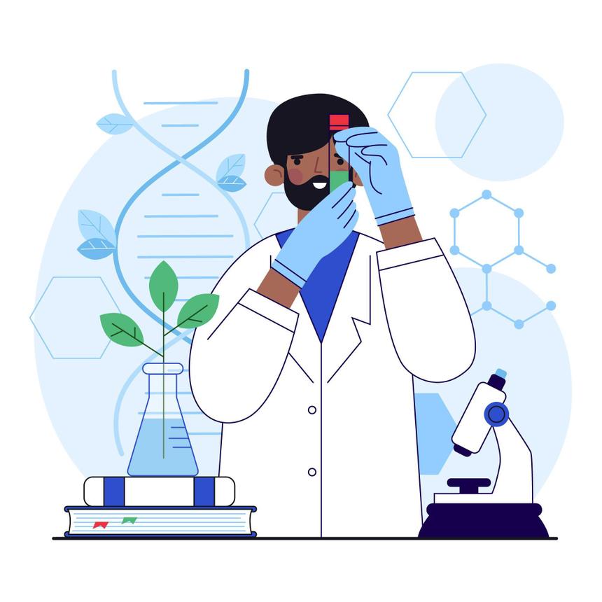 Работа учёного в иллюстрации