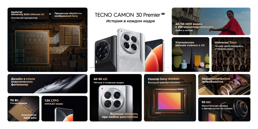 В Россию привезли новенькие фотофлагманы Tecno Camon 30