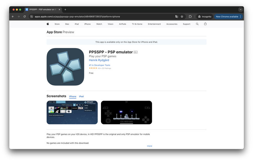 Игры PSP на iPhone: популярный эмулятор PPSSPP появился в App Store