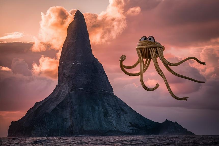 Ученые обнаружили гигантскую подводную гору и «летающего макаронного монстра»