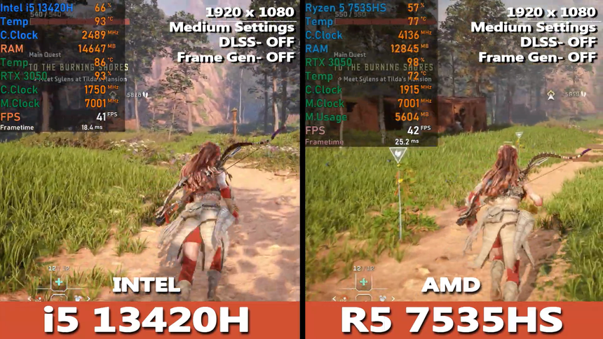 Какой ноутбук на RTX 3050 быстрее: с i5 или Ryzen 5?