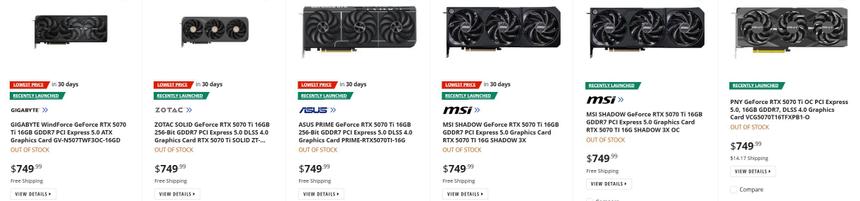 Реклама врет: видеокарт RTX 5070 Ti по рекомендованной цене почти нигде нет