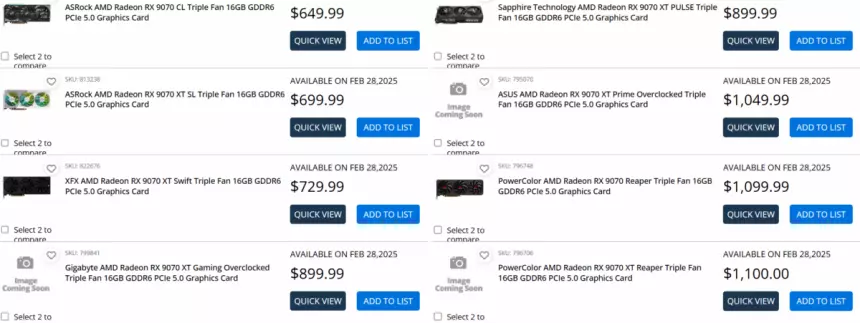 Американский ритейлер раскрыл цену видеокарты AMD Radeon RX 9070 — $649