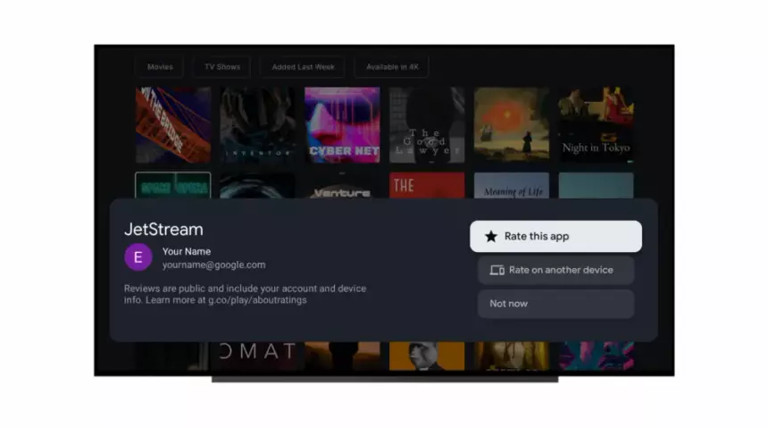 Приложения в Google TV тоже стали просить оставить отзыв и оценку
