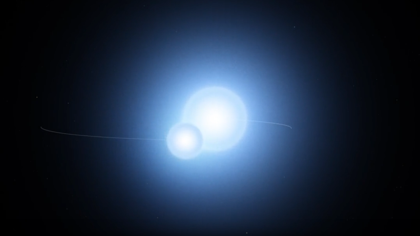 Астрономы обнаружили систему, где одна звезда вращается внутри другой