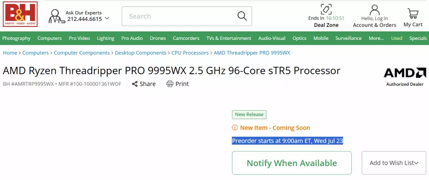 В сеть слили подробности об AMD Threadripper 9000: 96 ядер, цена в $13 000, релиз в конце июля