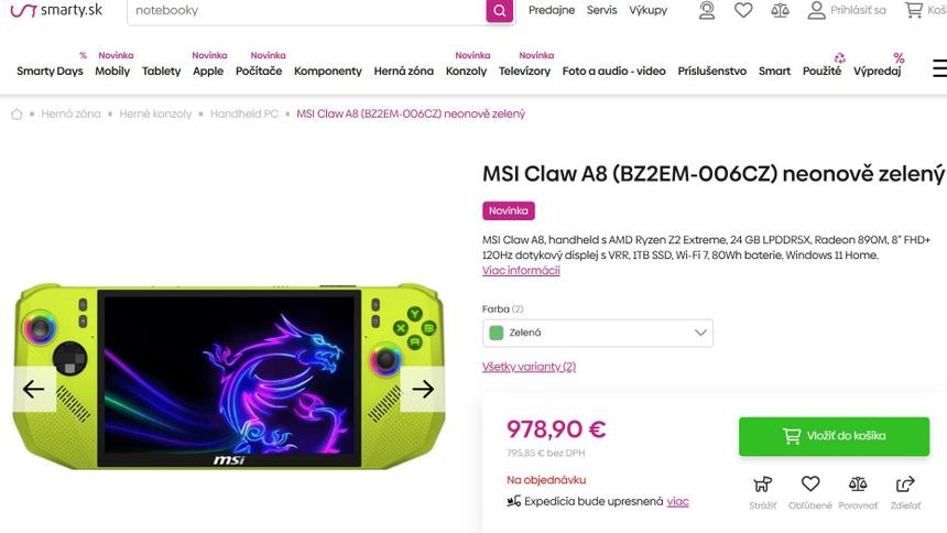 Портативная консоль MSI Claw A8 с Ryzen Z2 Extreme вышла за пределами Китая — цена около €1000