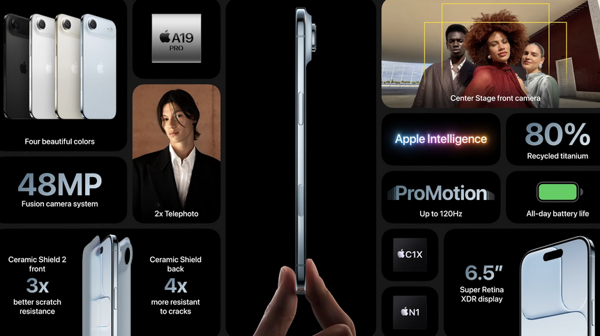 Представлен iPhone 17 Air — самый тонкий смартфон компании толщиной всего 5,6 мм