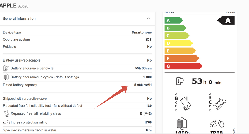 Раскрыт размер батареи всех новых iPhone: от 3692 мАч в iPhone 17 до рекордных 5088 мАч в 17 Pro Max