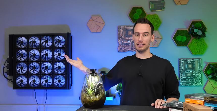 Ютубер собрал СЖО с 16 вентиляторами и 12-метровыми трубками за $2000