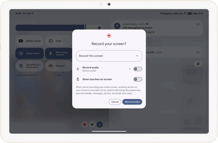 На Android появится функция записи на большой экран на планшетах и ПК