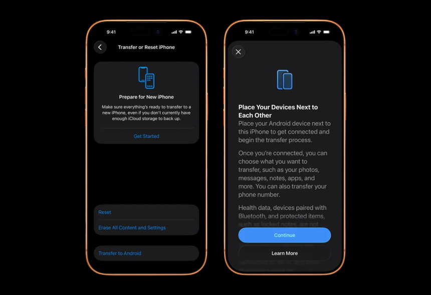 Начались тесты инструмента Apple, что упрощает передачу данных с iPhone на Android