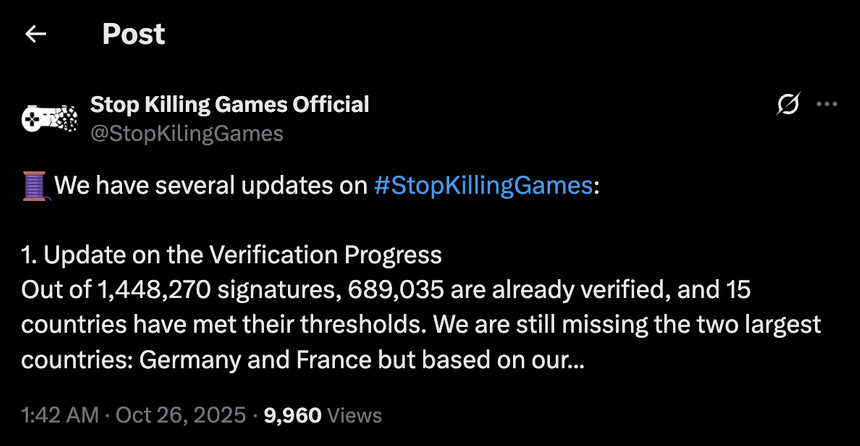 В Европе рассмотрят петицию Stop Killing Games — более 700 000 подписей против «смерти» старых игр