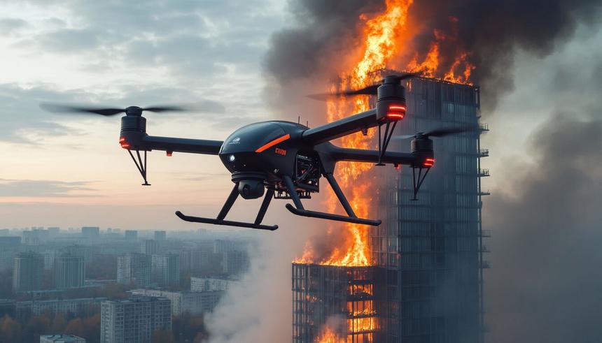 МЧС испытало дрон для тушения пожаров на высотных зданиях