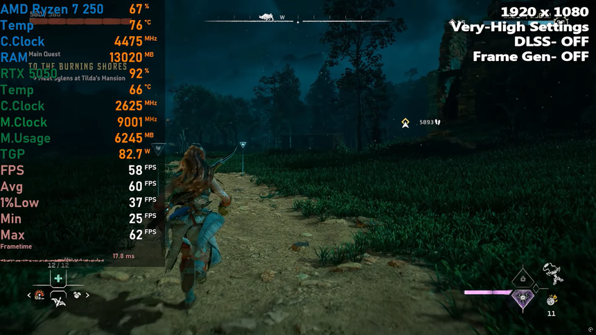 Как ноутбук на RTX 5050 тянет игры осенью 2025 г.