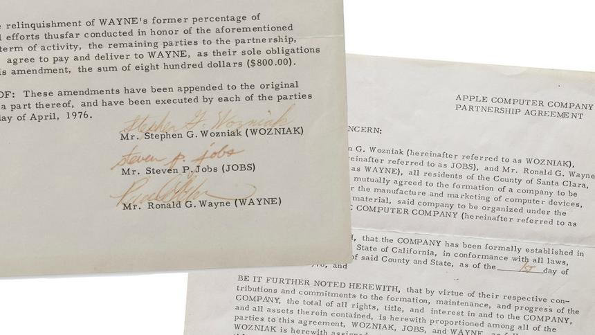 Оригиналы документов 1976 года о создании компании Apple выставили на аукцион