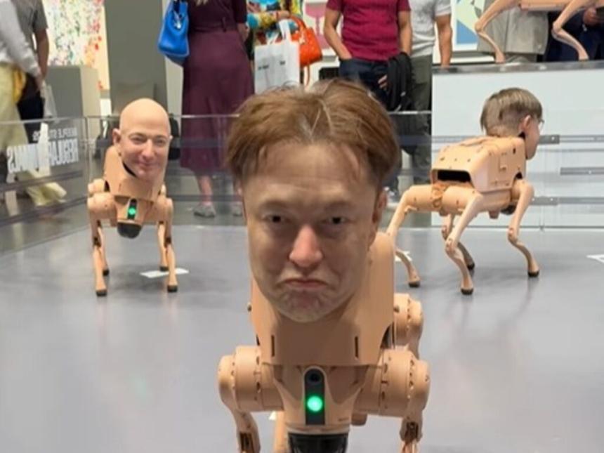 Beeple показал робособак с лицами Маска, Цукерберга и не только