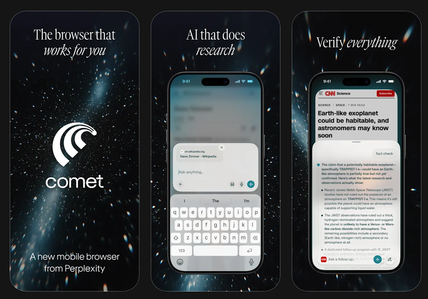 ИИ-браузер Perplexity Comet добрался до iPhone