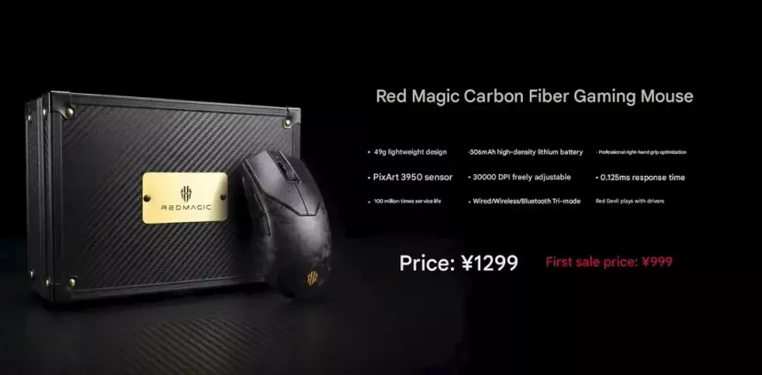 Известная смартфона и планшетами Red Magic представила игровую мышь из карбона