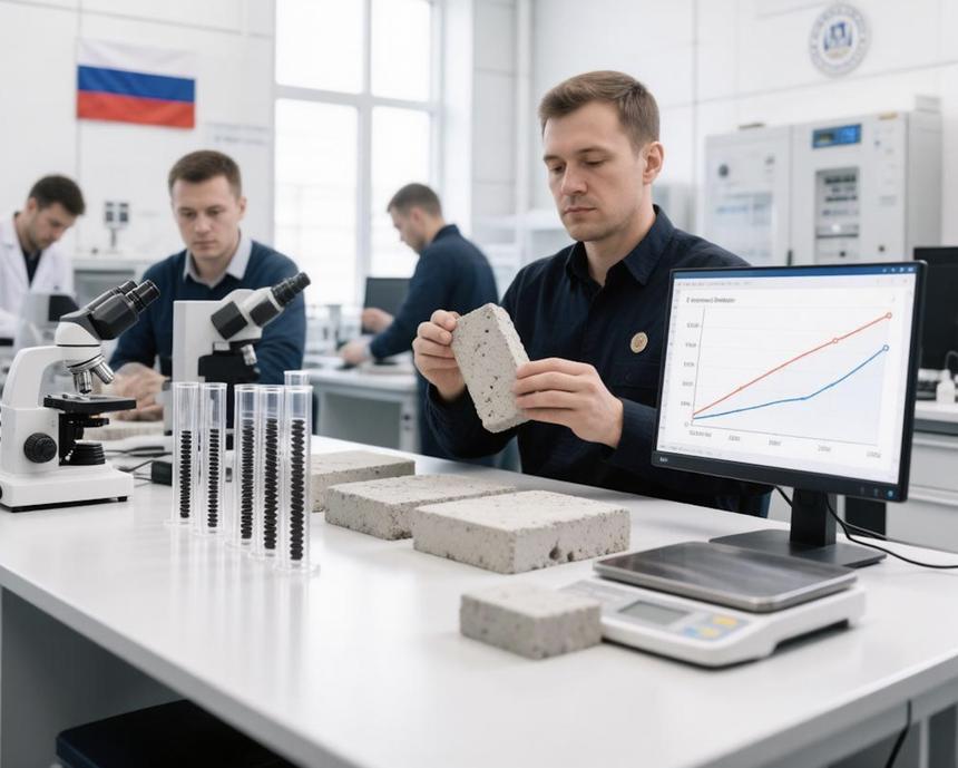 В России прочность «зелёного» бетона повысили в 1,5 раза с помощью трубок