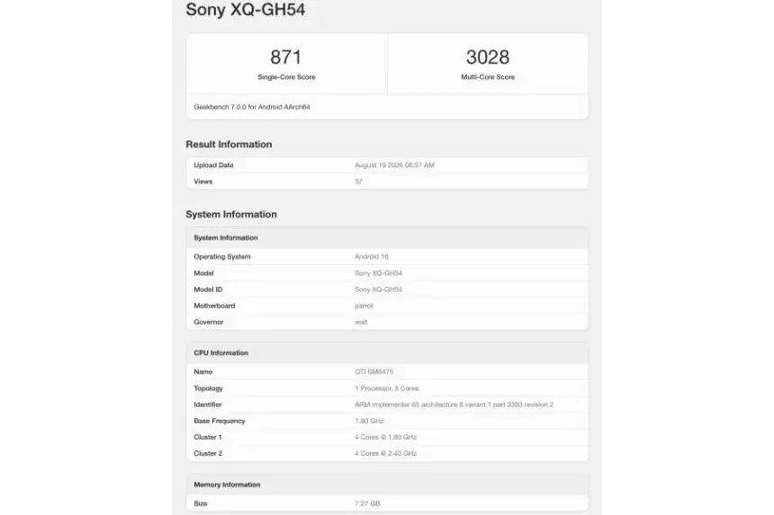 Sony Xperia 10 VIII заметили в бенчмарке. Процессор там из 2024 года