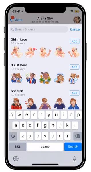 telegram nauchilsya iskat stikery i